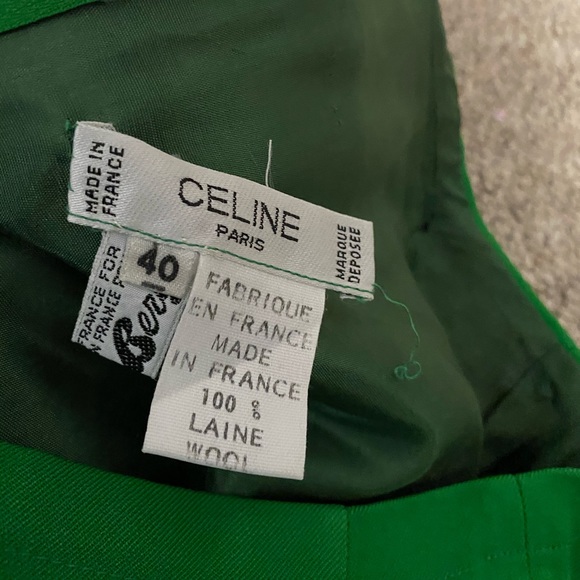 Vintage Kelly Green Celine Skirt with Gold Buttons - Picture 14 of 14
